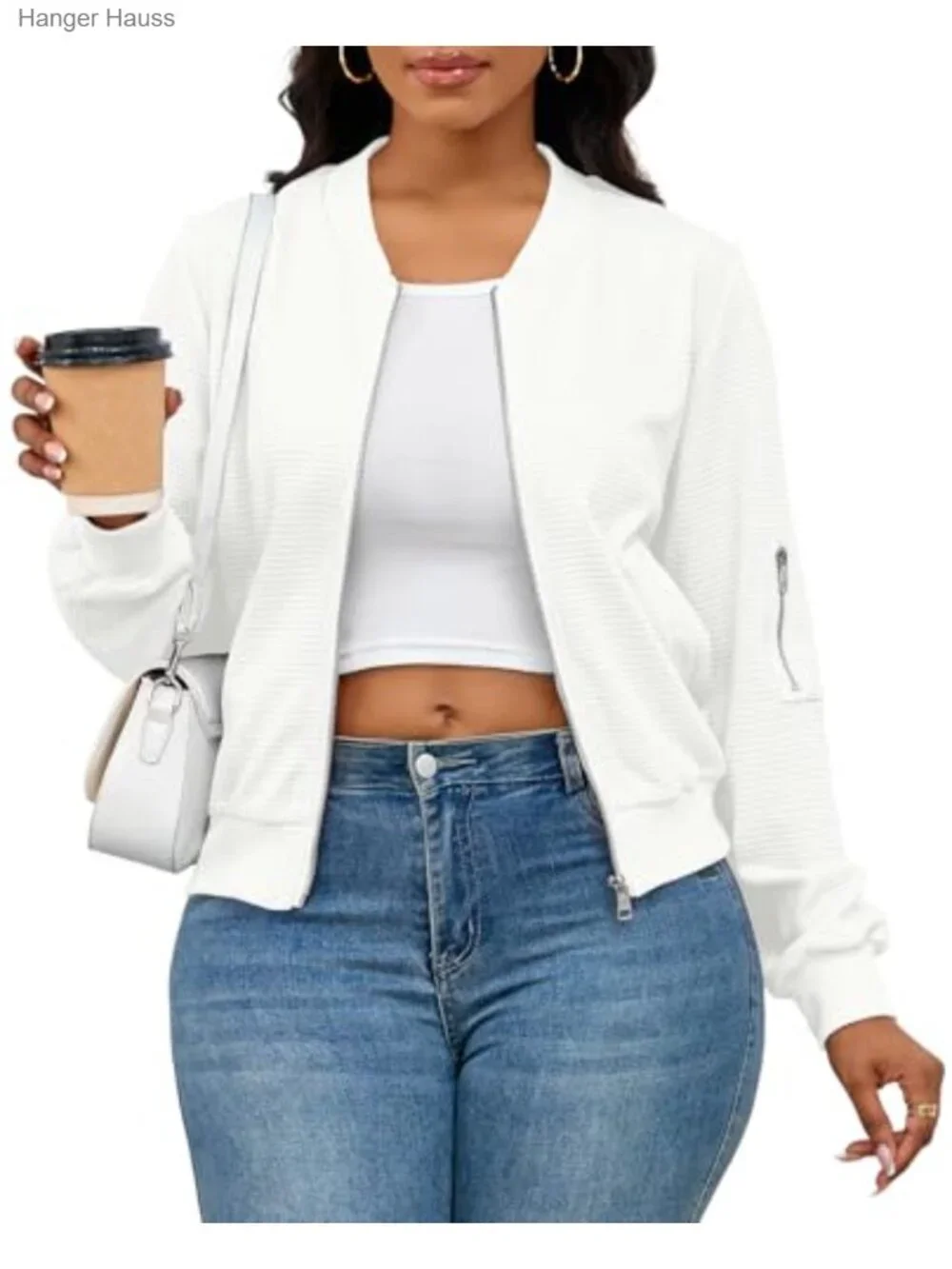 Women Casual Full Zip Comfy Loose Long Sleeve Sweatshirt Jacket with Pockets